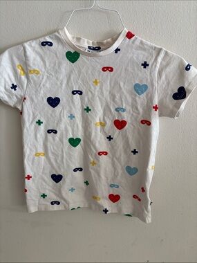 Beau Loves Kids White Graphic Heart Print Tee